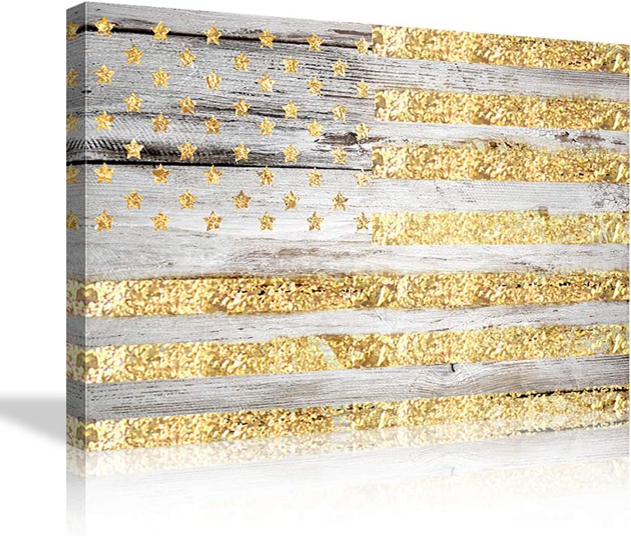 Large American Flag Framed Canvas Wall Art M8604