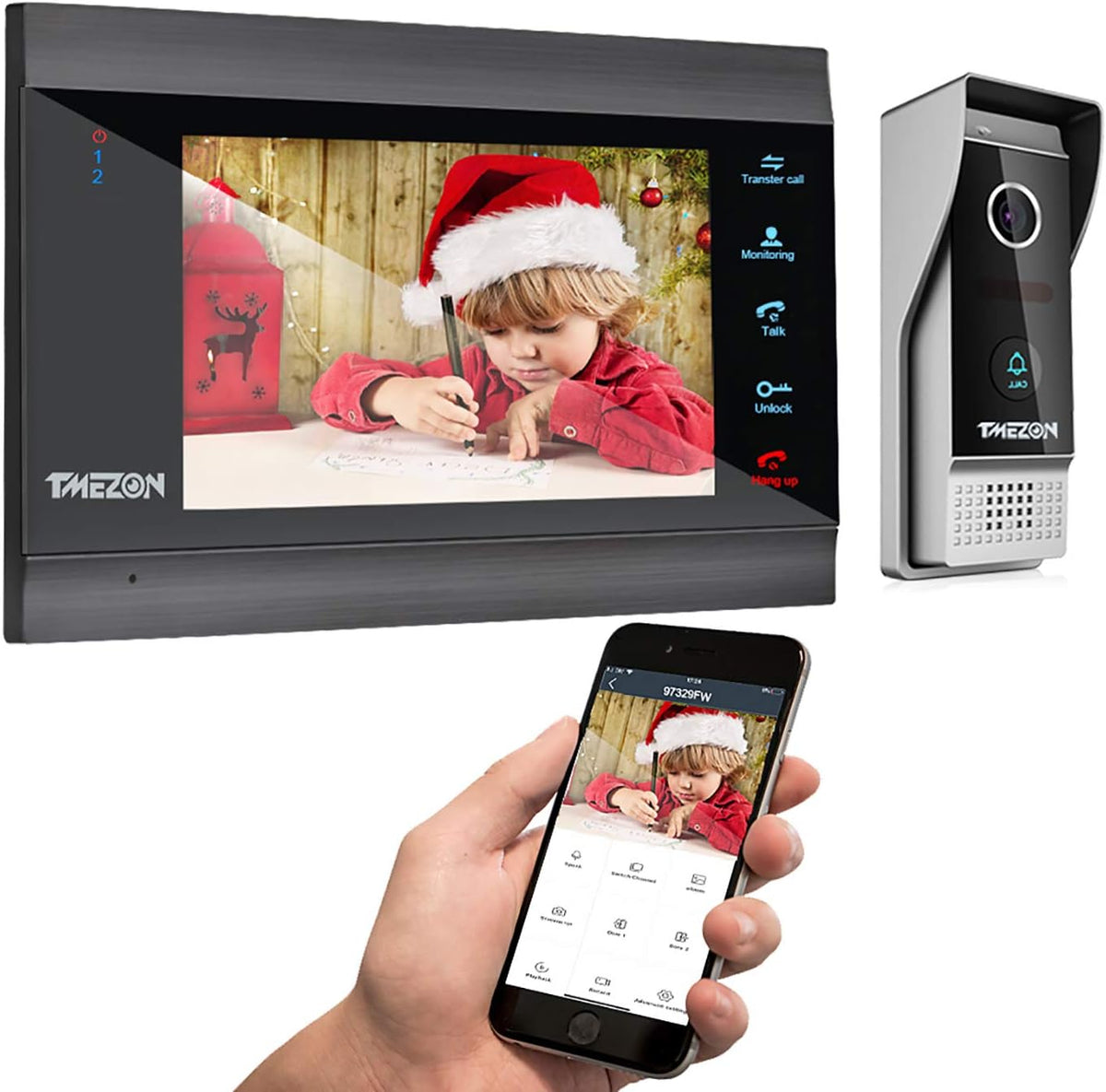 Wireless WIFI Video Door Phone IP Doorbell Intercom System with Camera 4 Wire 7 Inch Entry with 1x1080P Wired Camera Night Vision E6345