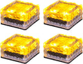 4PCS Solar Brick Light, Frosted Glass Ice Cube Solar Path Light 4 LED, White L25512