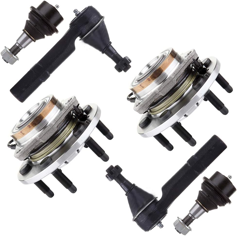 6pcs Suspension Kit Front Outer Tie Rods Lower Ball Joint Wheel Hub Bearing E97890
