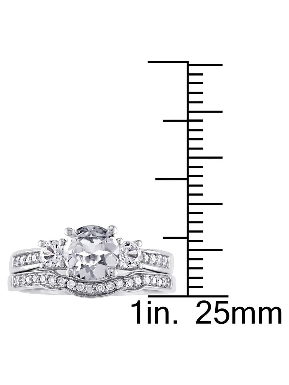 1 1/3 Carat White Sapphire Bridal Engagement Ring in 10K White Gold X777