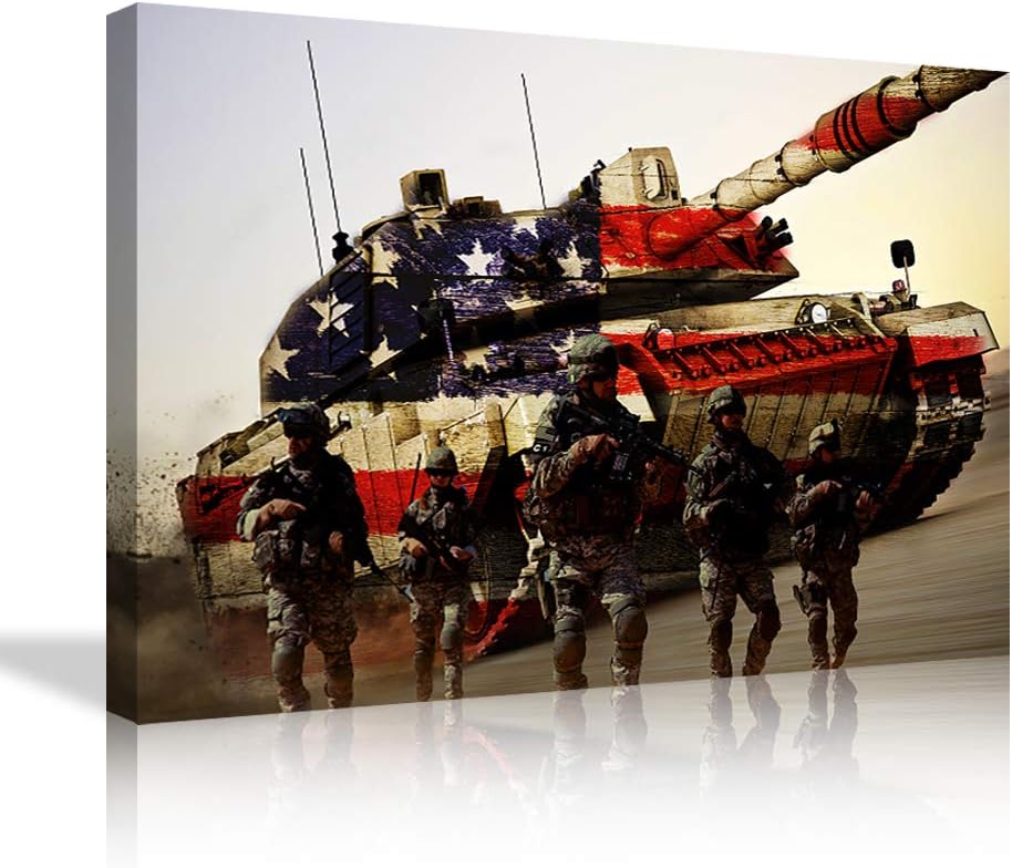 Large American Flag Framed Canvas Wall Art M8604