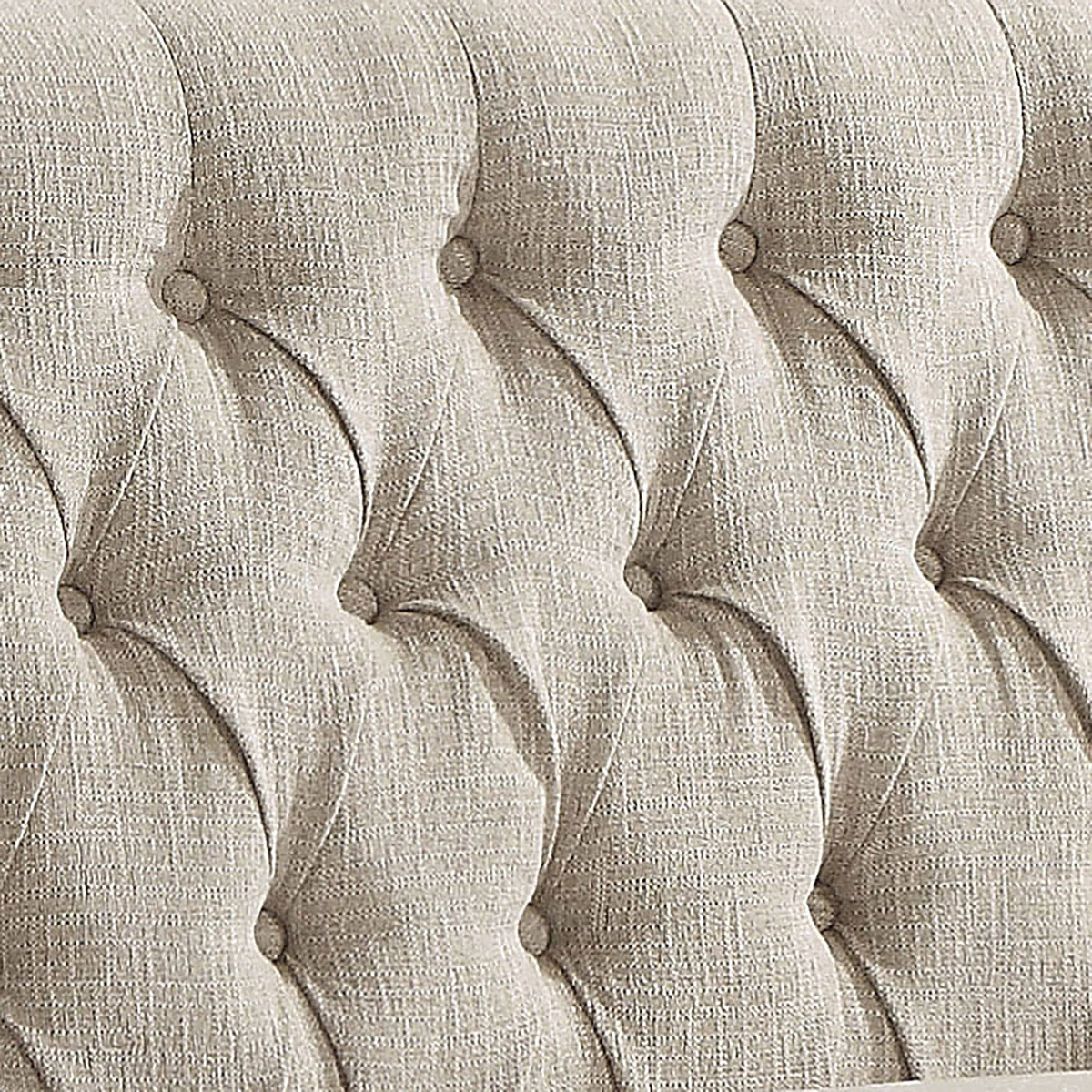 Ivory Button Tufted Chenille Counter Height 2-Seater Bench W8072