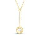 14K Yellow Gold Heart Two-tone Medallion Necklace on Paperclip Chain with Lobster Clasp - 18" M9652