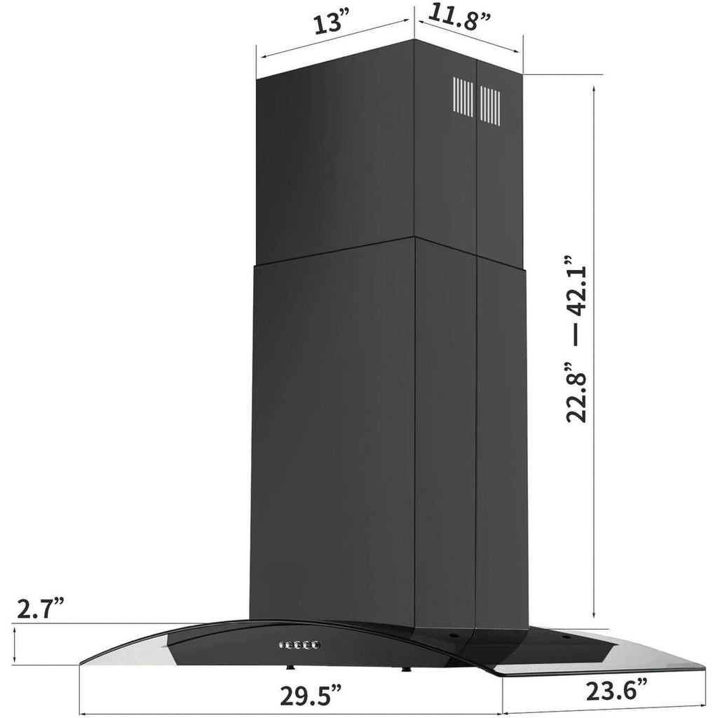 30 inch Stainless Steel Island Mount Range Hood 900 CFM U906