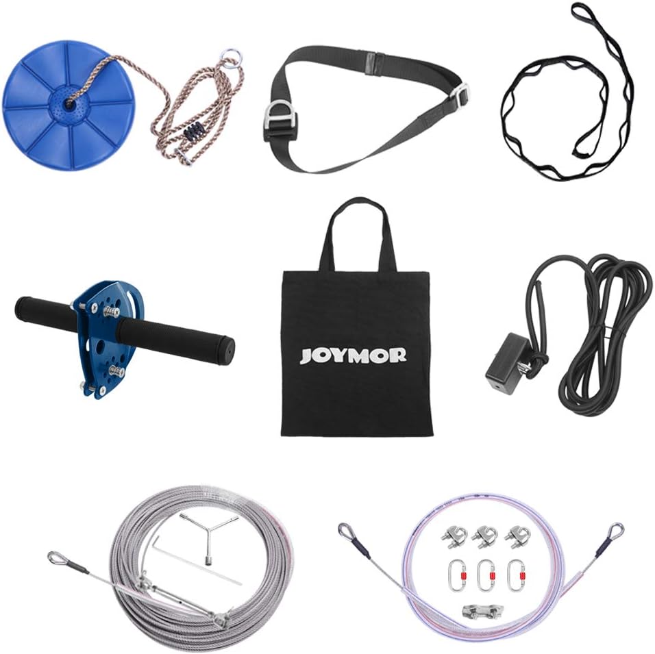 304 Stainless Steel Cable Zip Line Kit with Detachable Trolley (200ft) S33023