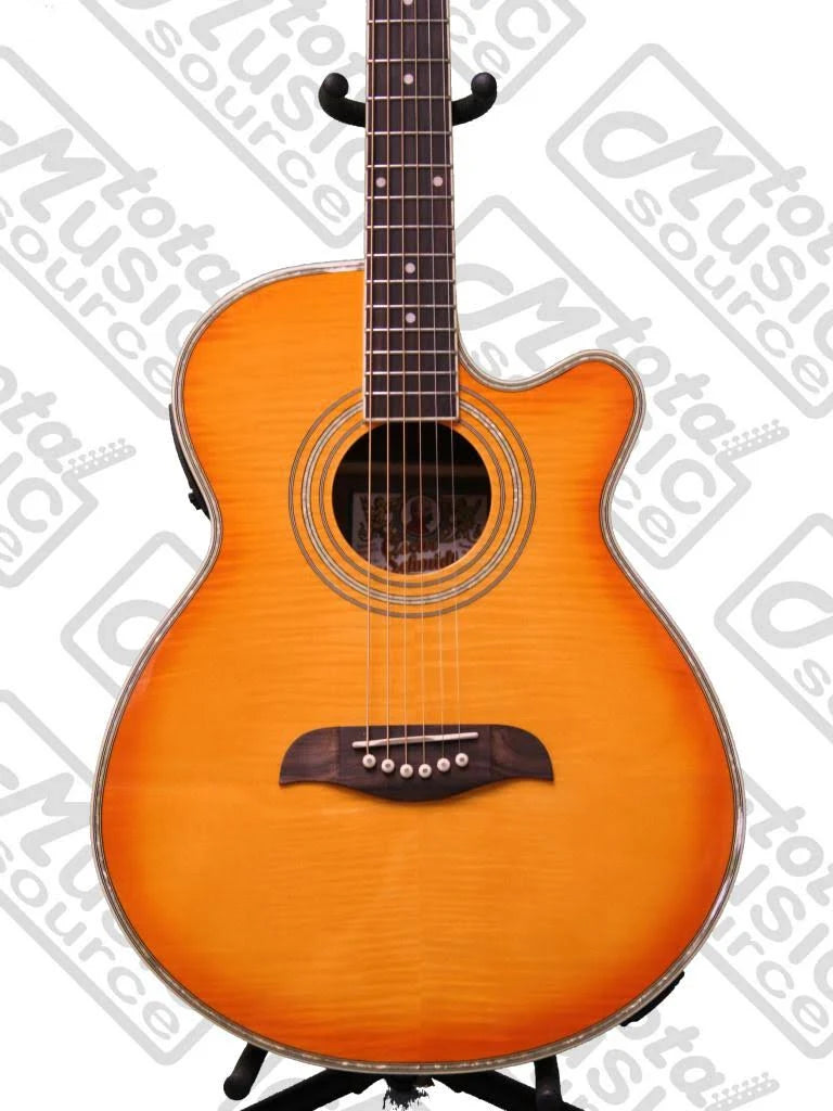 Flame Yellow Sunburst Acoustic-Electric Guitar U6658