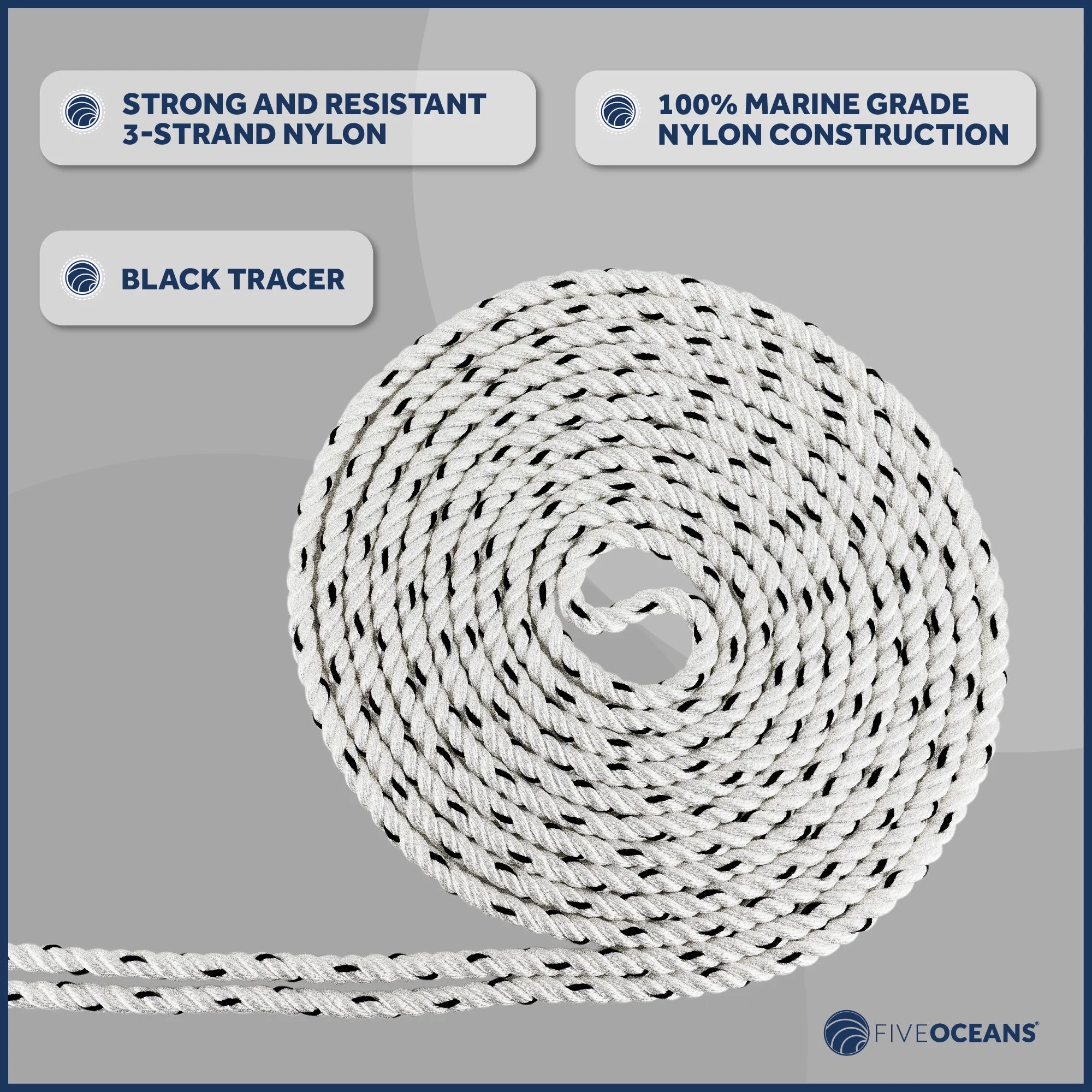 1/2 inch x 100 ft 3-Strand White Nylon Anchor Rope Line with Stainless Steel Thimble and Schakle Y3799