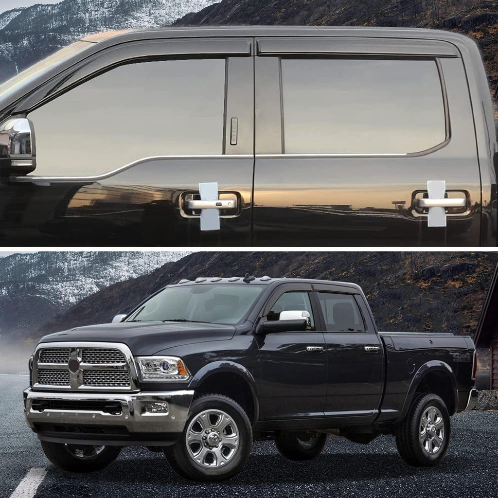 4-Piece Side Window Deflectors Rain Guards for Dodge Ram Crew Cab V1882