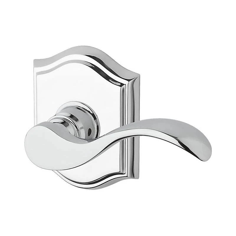 Curved Privacy Door Lever with Traditional Arch Rose, Silver R17461