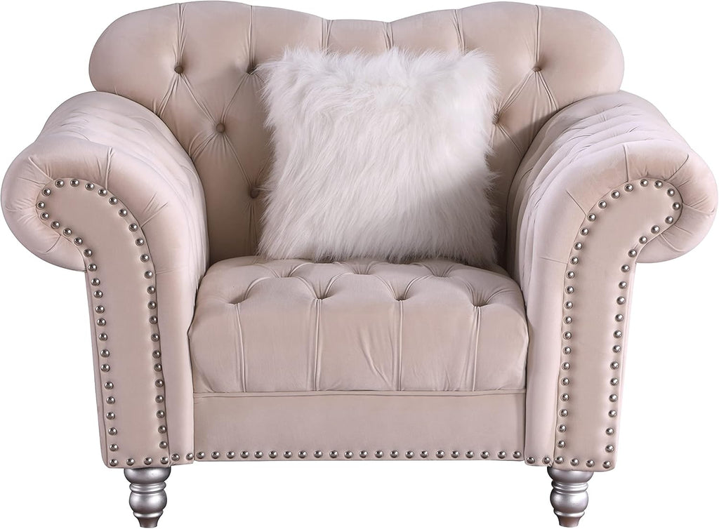 Grey Chesterfield Tufted Armchair Loveseat B493919