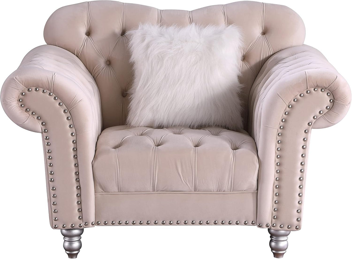 Grey Chesterfield Tufted Armchair Loveseat B493919