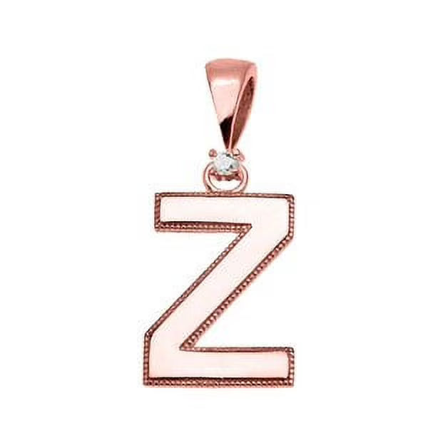 10K Rose Gold Diamond Initial Pendant Necklace T816