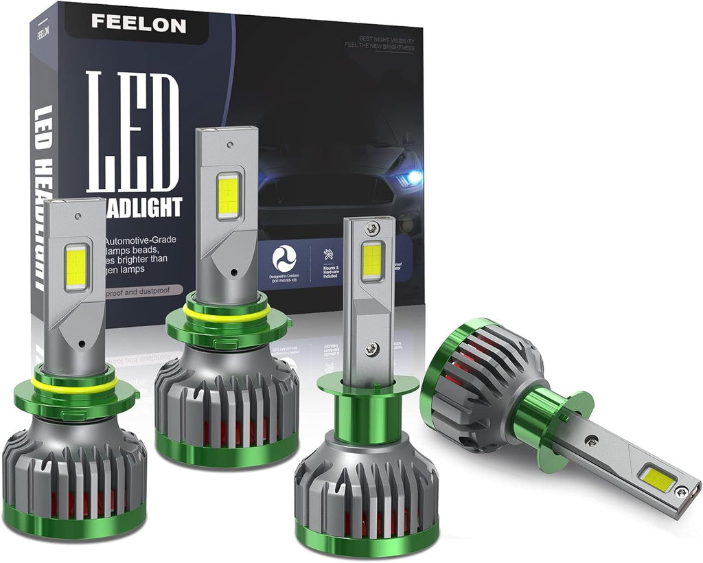 240W 28800LM 9005/HB3 H1 LED Headlight Bulbs Combo Conversion Kit, 6000K White, 4 Pack C411