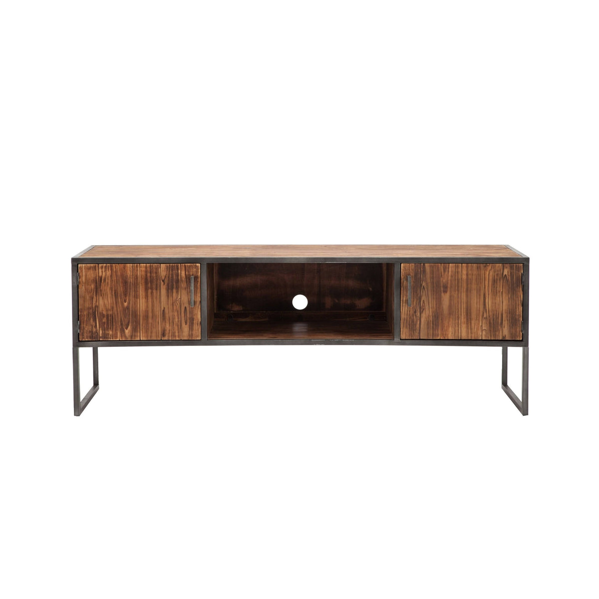 Natural Wood and Metal Media Console L604