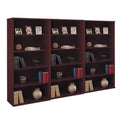 5 Shelf 3 Piece Wall Bookcase Set in Mahogany D64561
