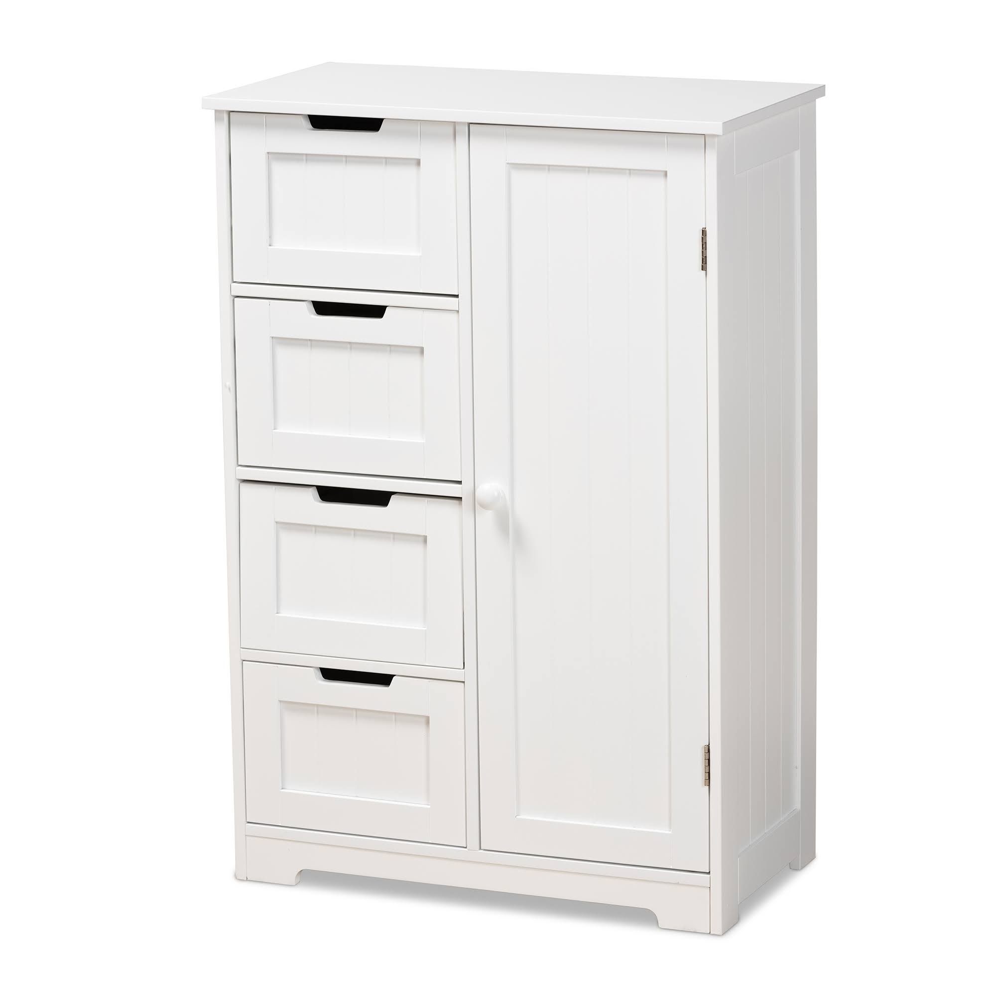 White 4-Drawer Wood Bathroom Storage Cabinet R788152