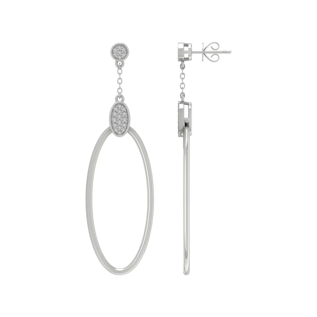 14K White Gold Round Diamond Dangle Earrings L343665