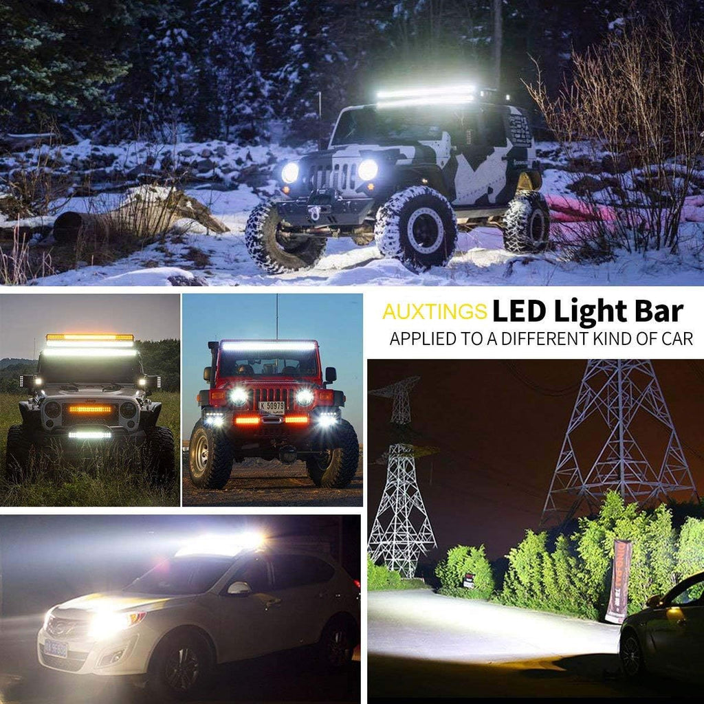 32 inch 405W Curved Triple Row 7D Led Work Light Bar Spot Flood Combo Beam DC 12V-24V 6000k Pack of 2 P39042