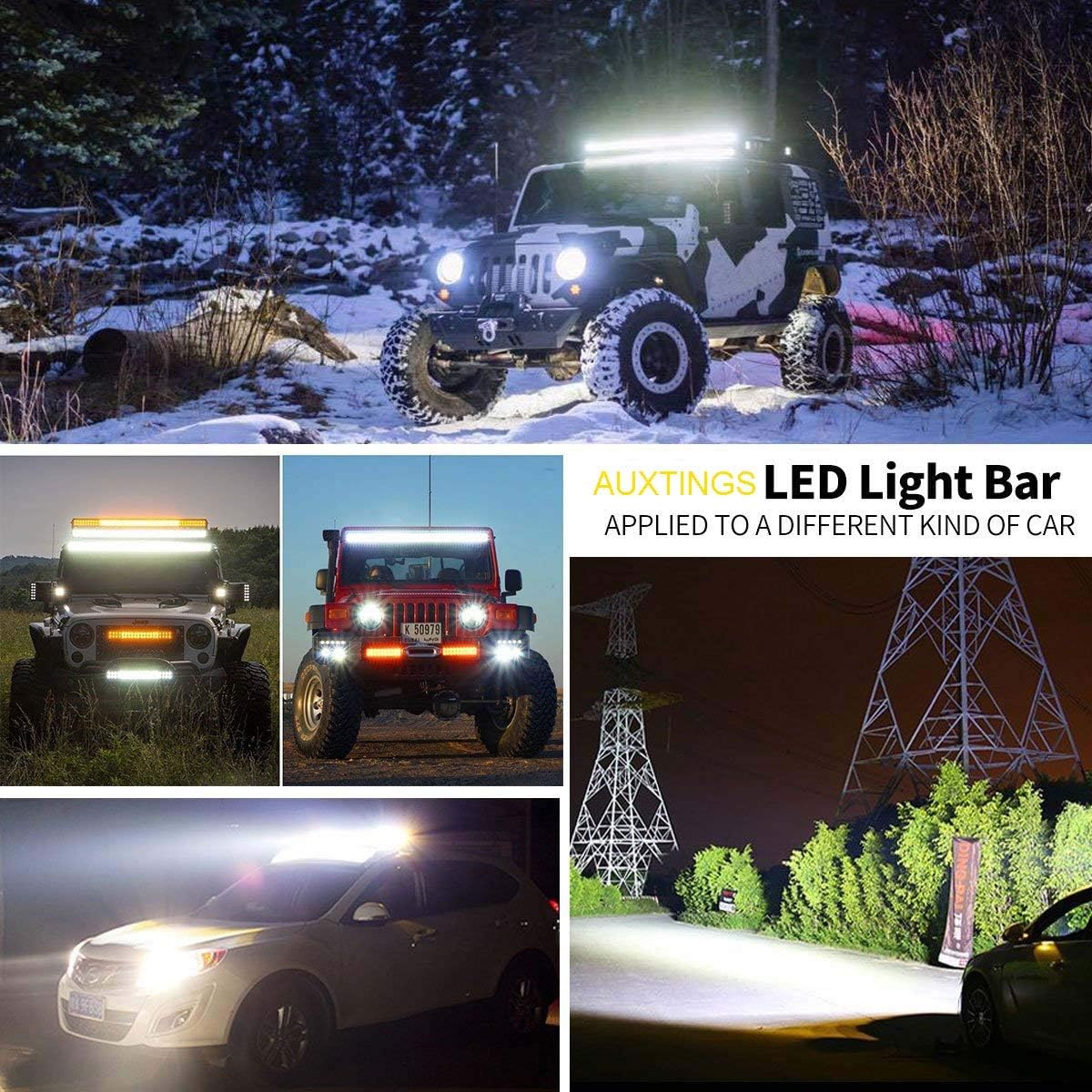32 inch 405W Curved Triple Row 7D Led Work Light Bar Spot Flood Combo Beam DC 12V-24V 6000k Pack of 2 P39042