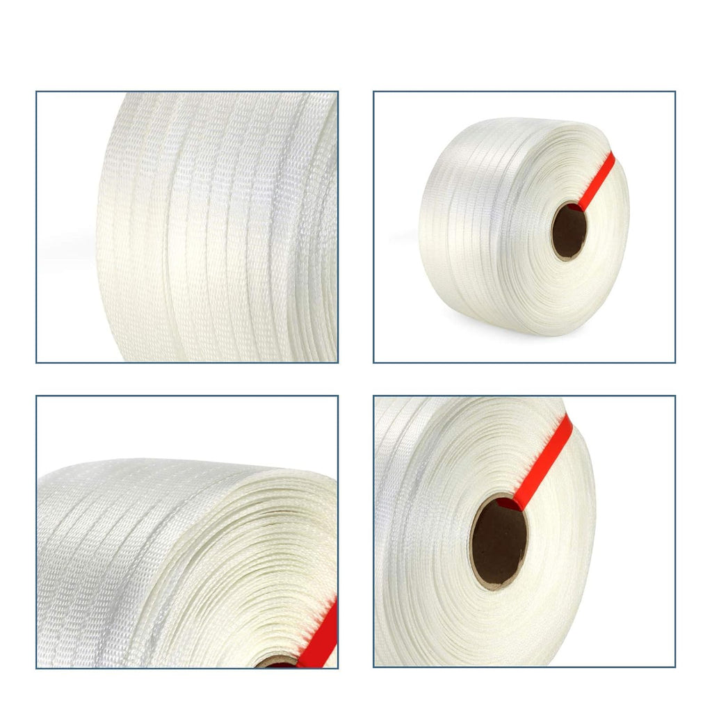 3/4" x 2100’ Woven Cord Strapping Roll, 900 lbs Break Strength, White B918