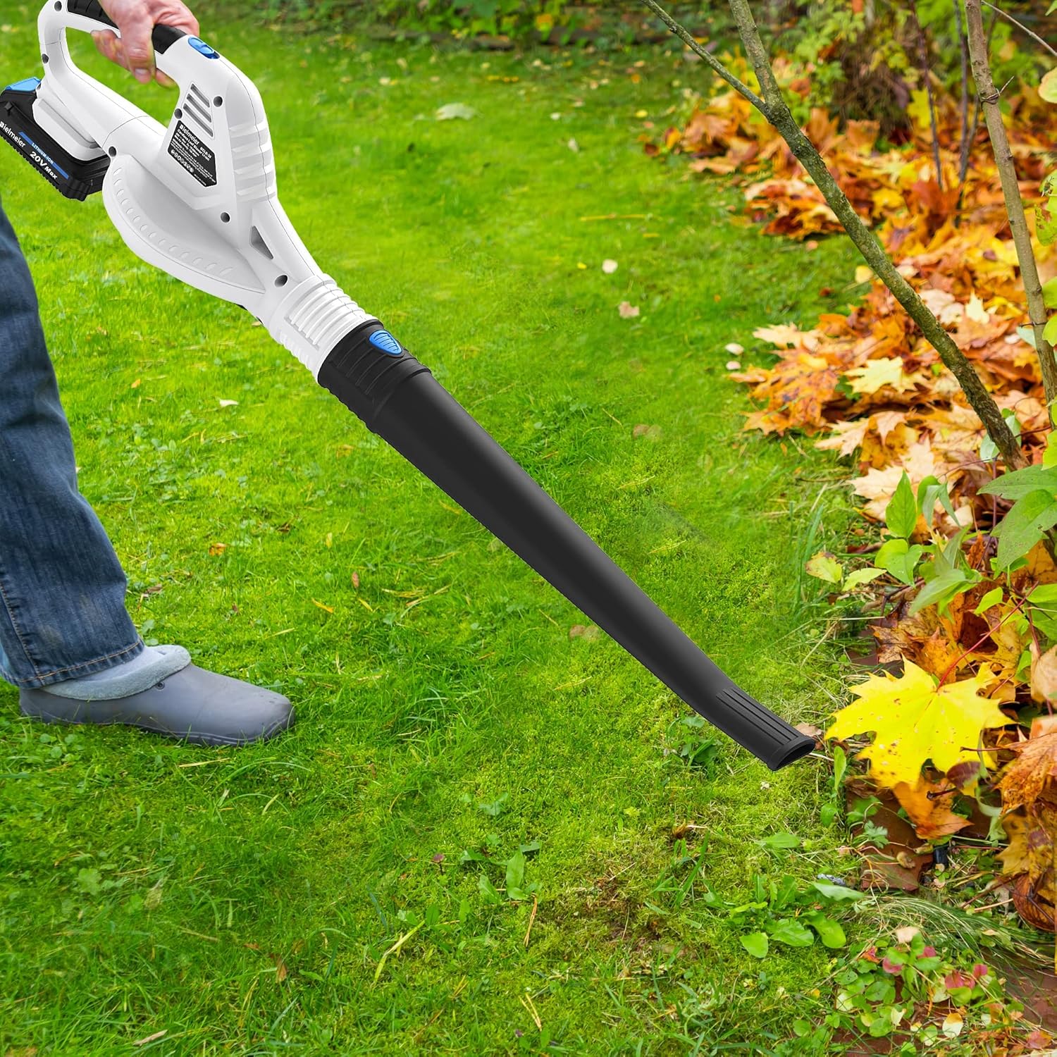 Cordless 20V MAX Lithium Battery Electric Leaf Blower Light Duty 150 MPH 2.0 Ah Battery & Charger Included Pack of 2 O570033