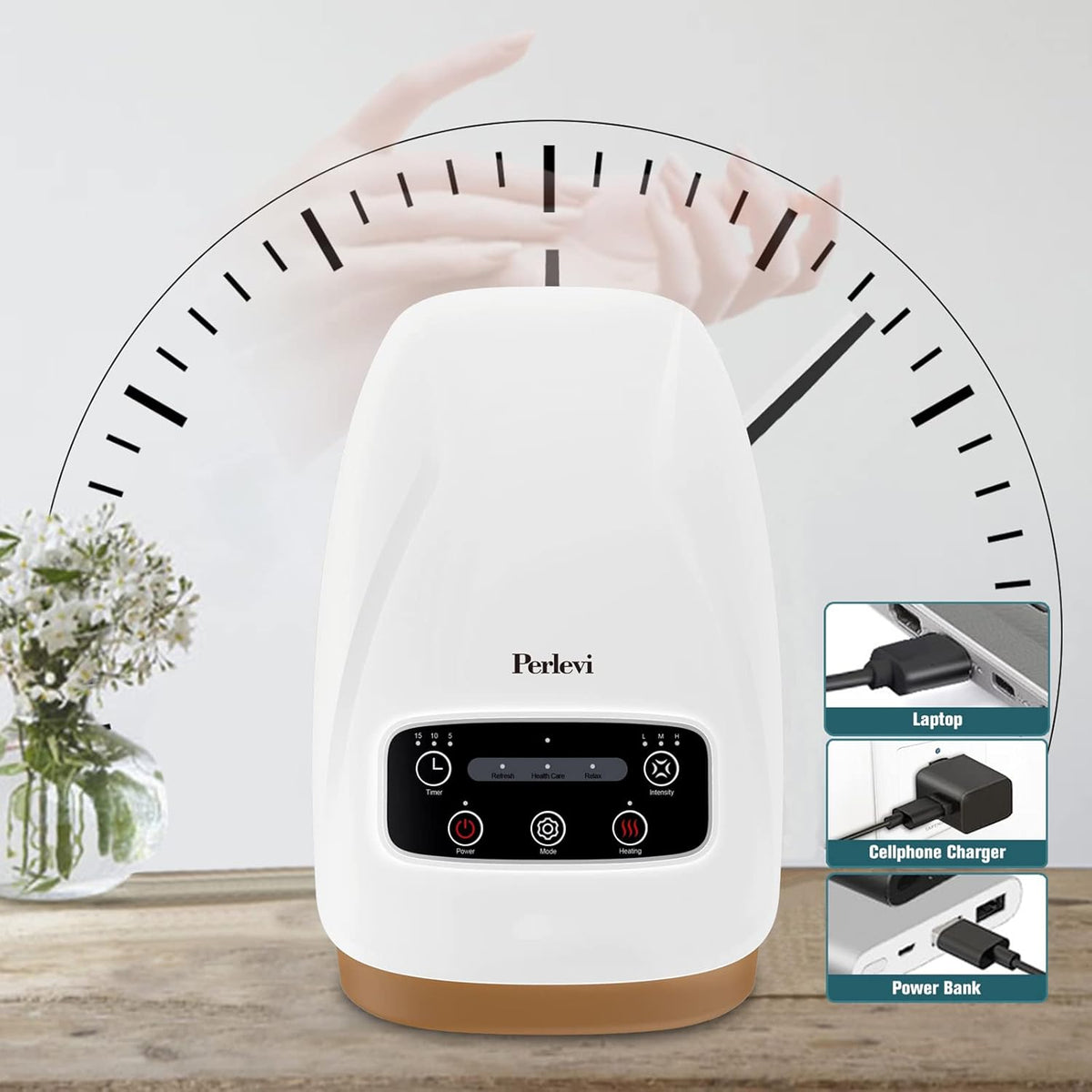Cordless Electric Hand Massager with Heat and Air Compression M497