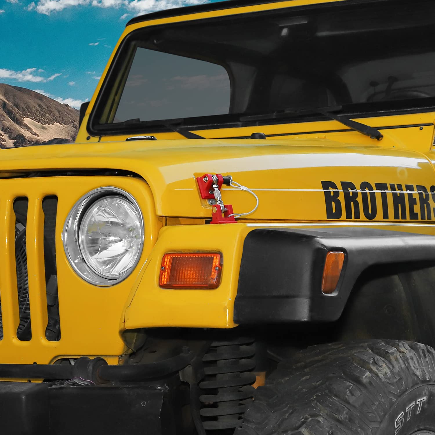 Red Aluminum Alloy Hood Latches for Jeep Wrangle TJ S4242
