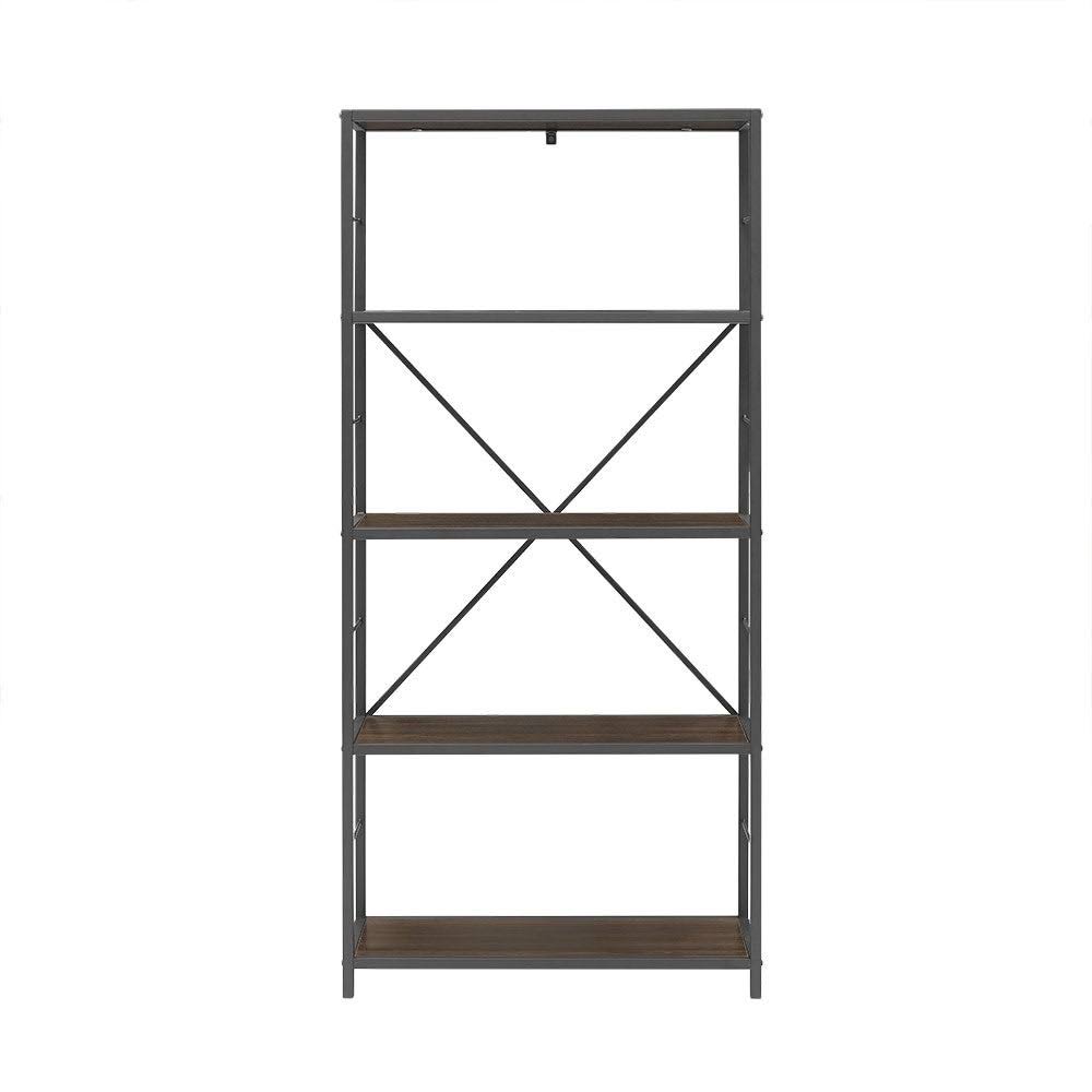 30x22 Five Shelf Laminate Wood and Metal Utility Shelf Dark Walnut R674