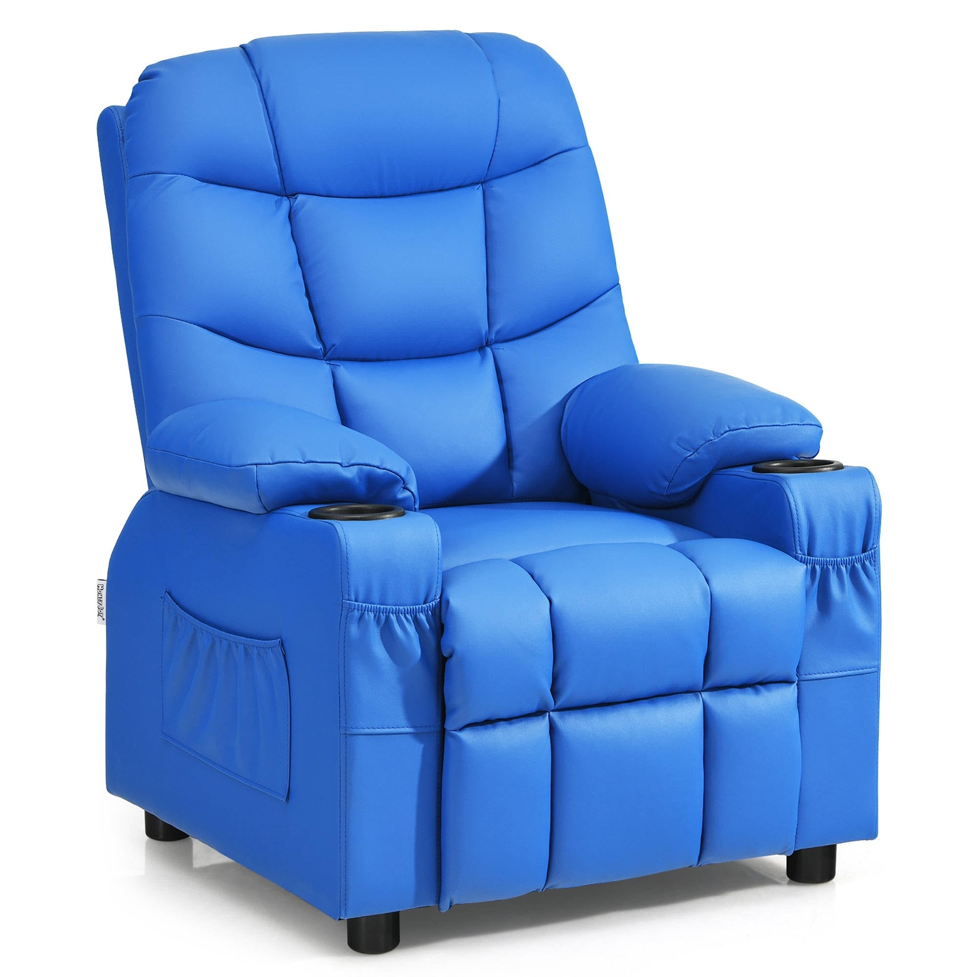 Blue PU Leather Kids Recliner Chair with Cup Holder E455052