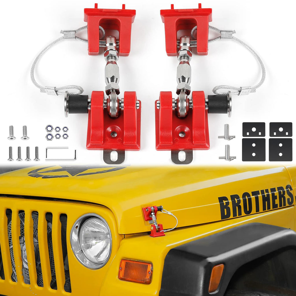 Red Aluminum Alloy Hood Latches for Jeep Wrangle TJ S4242