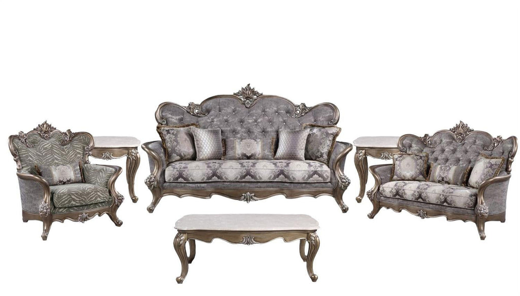 Gray Fabric 6pcs Living Room Set M29495
