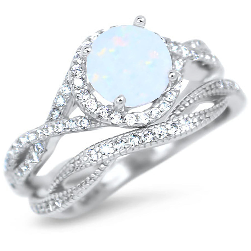 Sterling Silver Wedding Rings Bridal Set M761