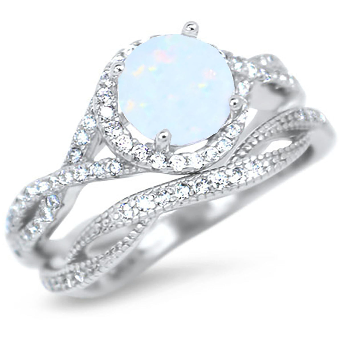Sterling Silver Wedding Rings Bridal Set M761