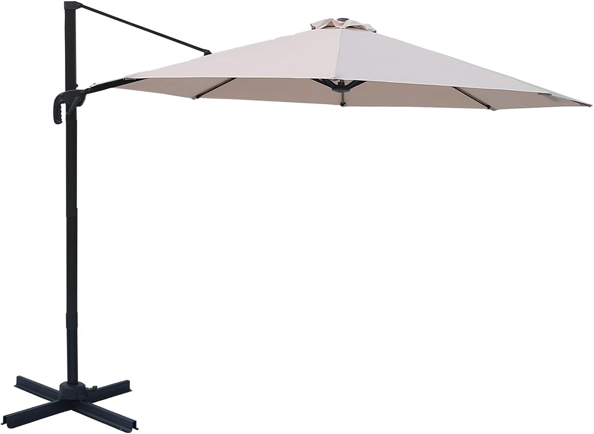 10 Foot Outdoor Cantilever Offset Patio Umbrella and Stand N872477