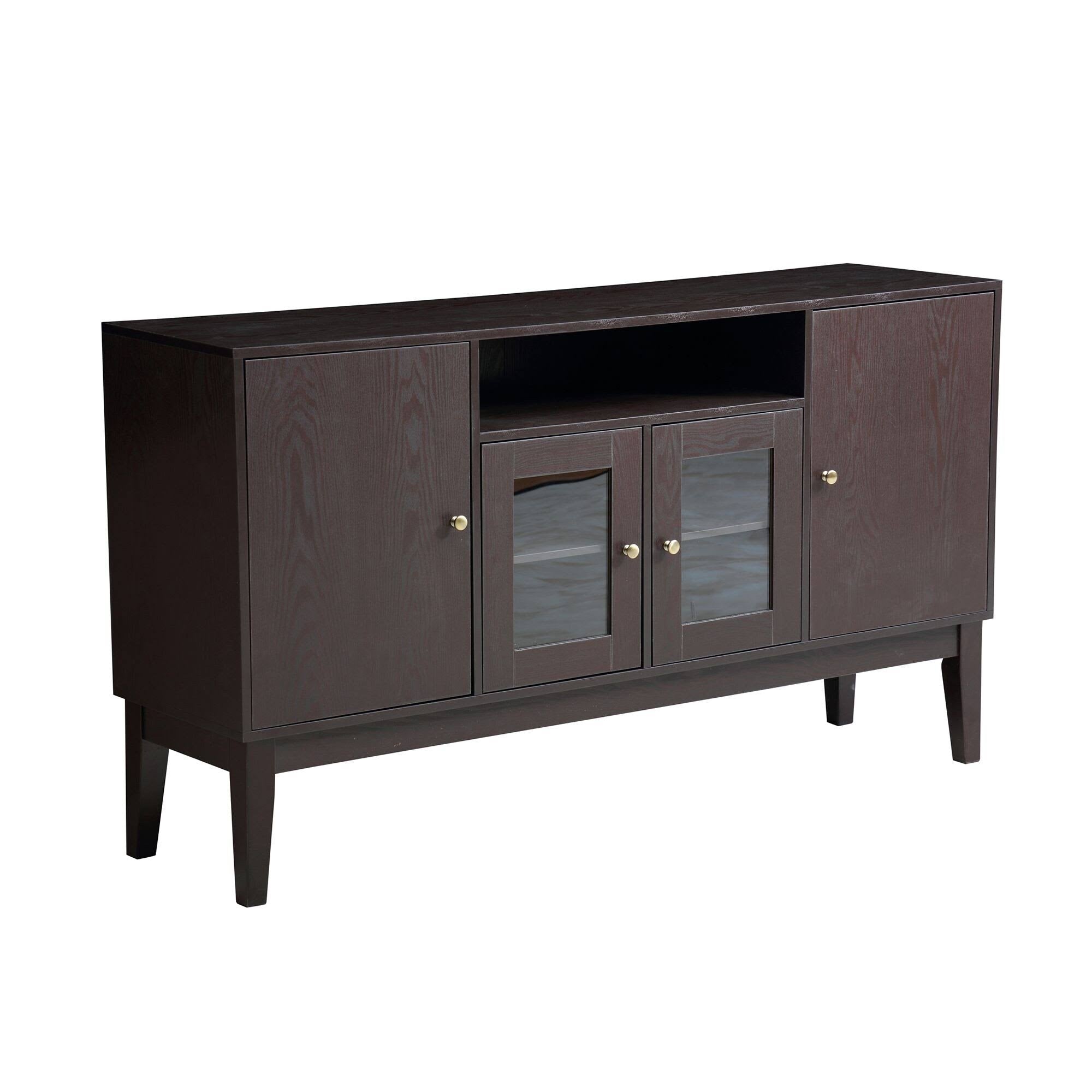 Dark Brown Wide Buffet Table Cabinet TV Console D875333