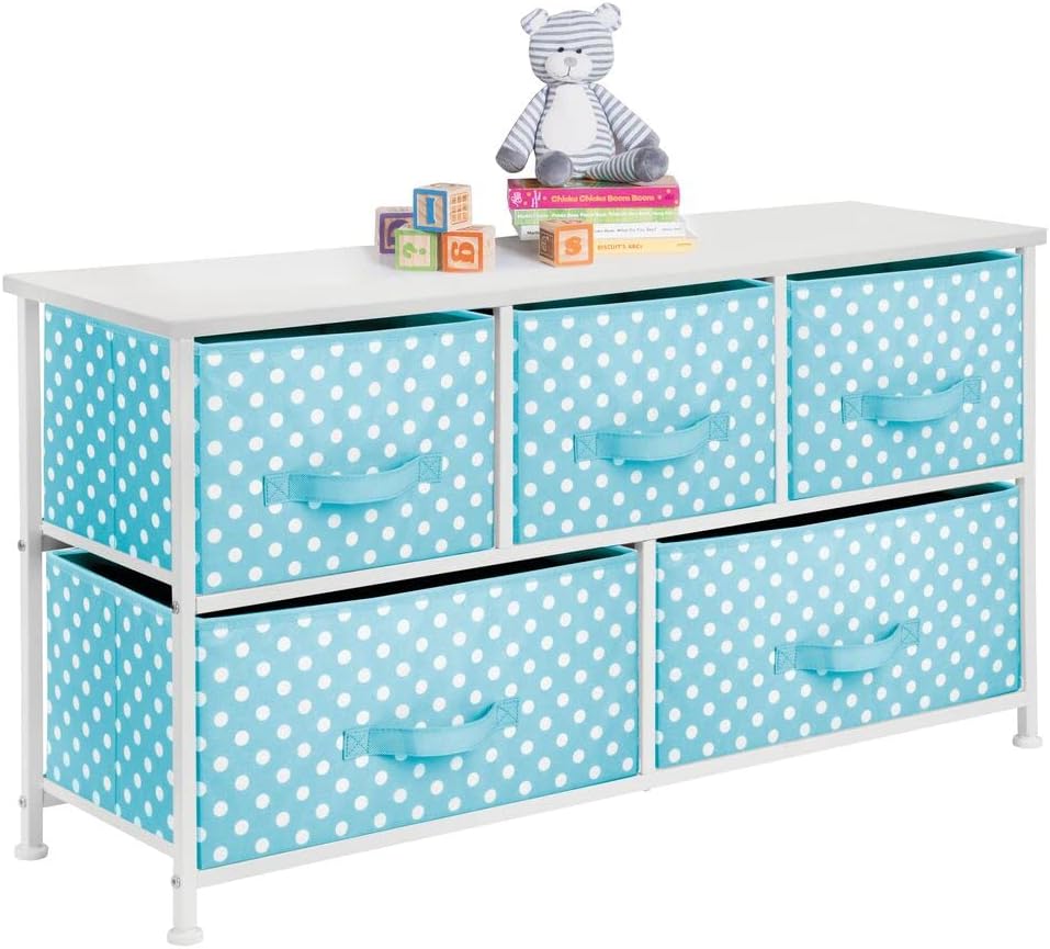 Turquoise Blue 5 Drawer Fabric Dresser D278026