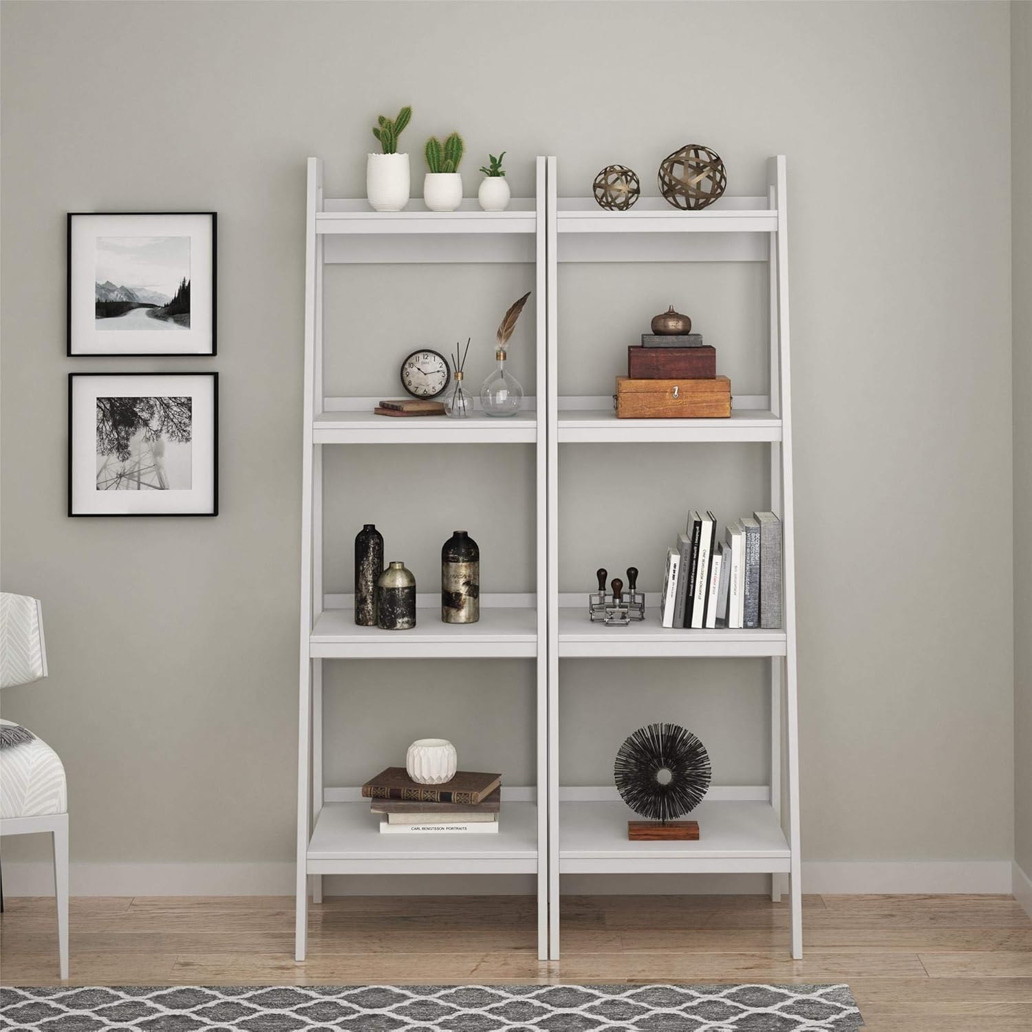 Black 4 Shelf Ladder Bookcase X5541