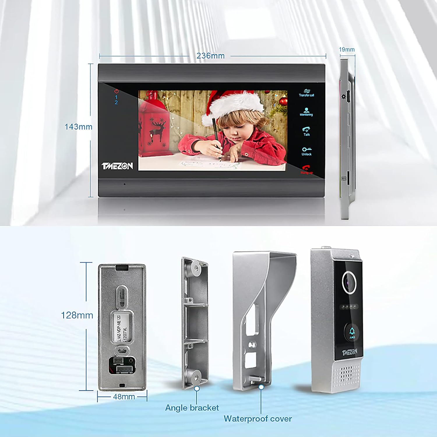 Wireless WIFI Video Door Phone IP Doorbell Intercom System with Camera 4 Wire 7 Inch Entry with 1x1080P Wired Camera Night Vision E6345