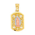 10k Real Solid Tricolor Gold Virgin Mary Pendant with Intricate Detail K983995