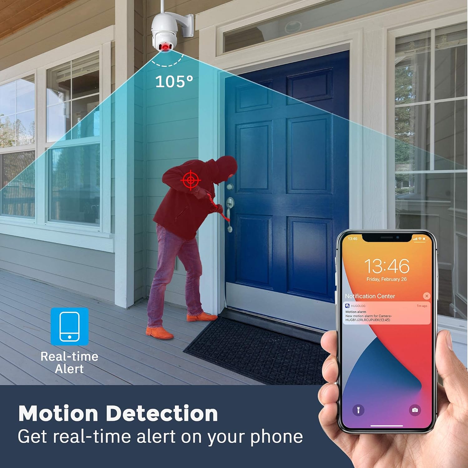 Outdoor PT WiFi Security Camera 1080P HD Waterproof with Motion Detection B82235