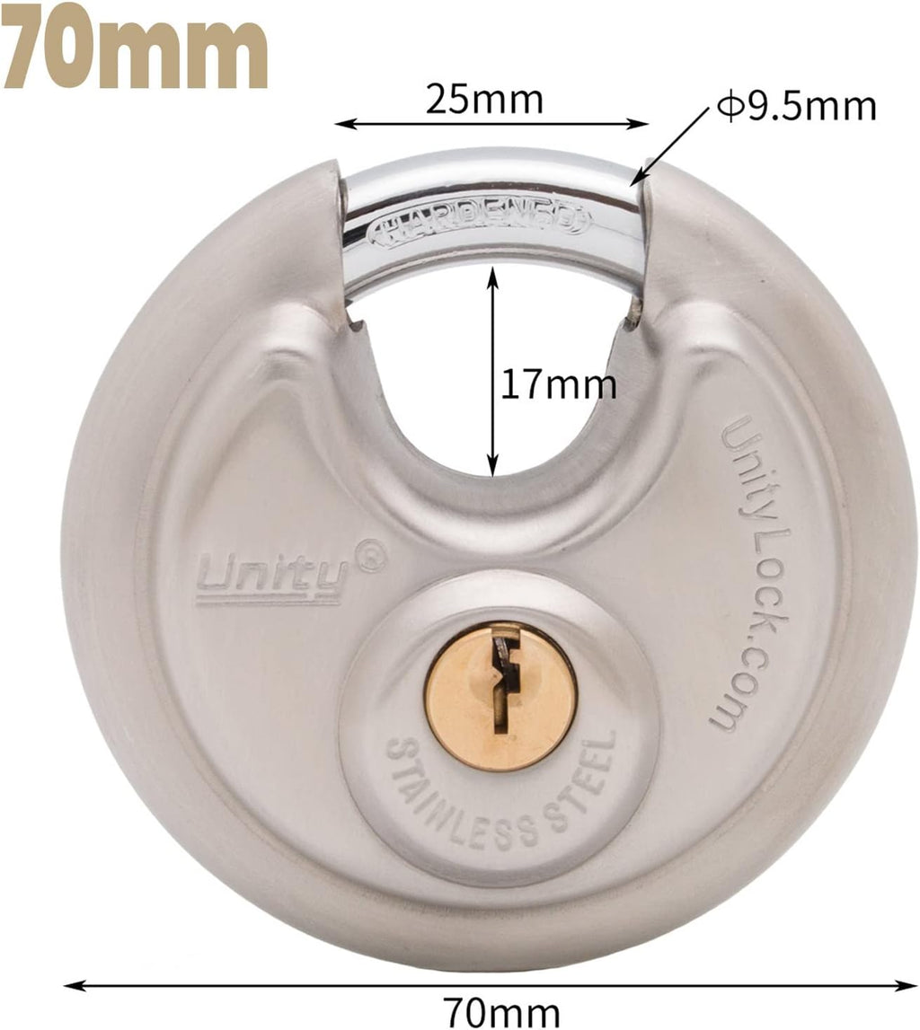 Stainless Steel Disc Padlock, Same Key Open, 2-3/4" (70mm), 12 G219826