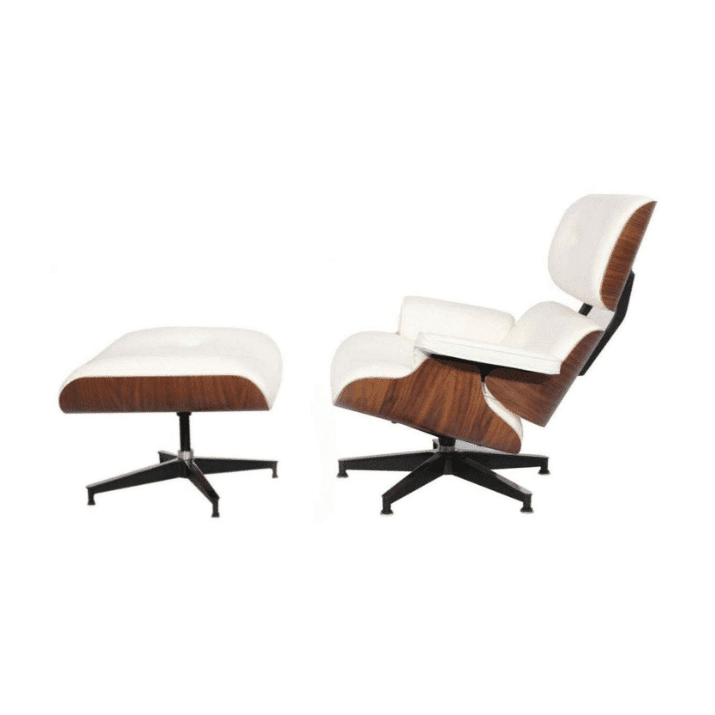 Rice White Walnut Lounge Chair & Ottoman I972954