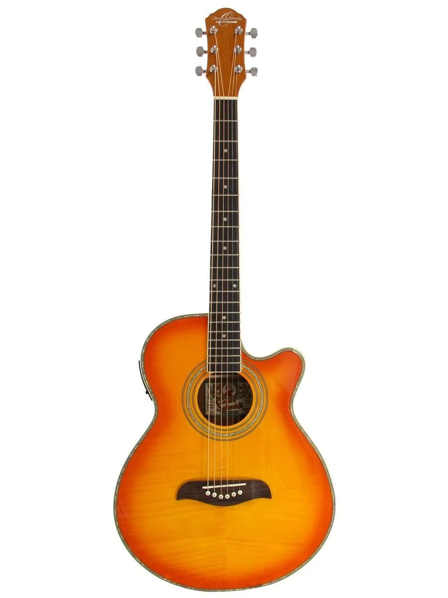 Flame Yellow Sunburst Acoustic-Electric Guitar U6658
