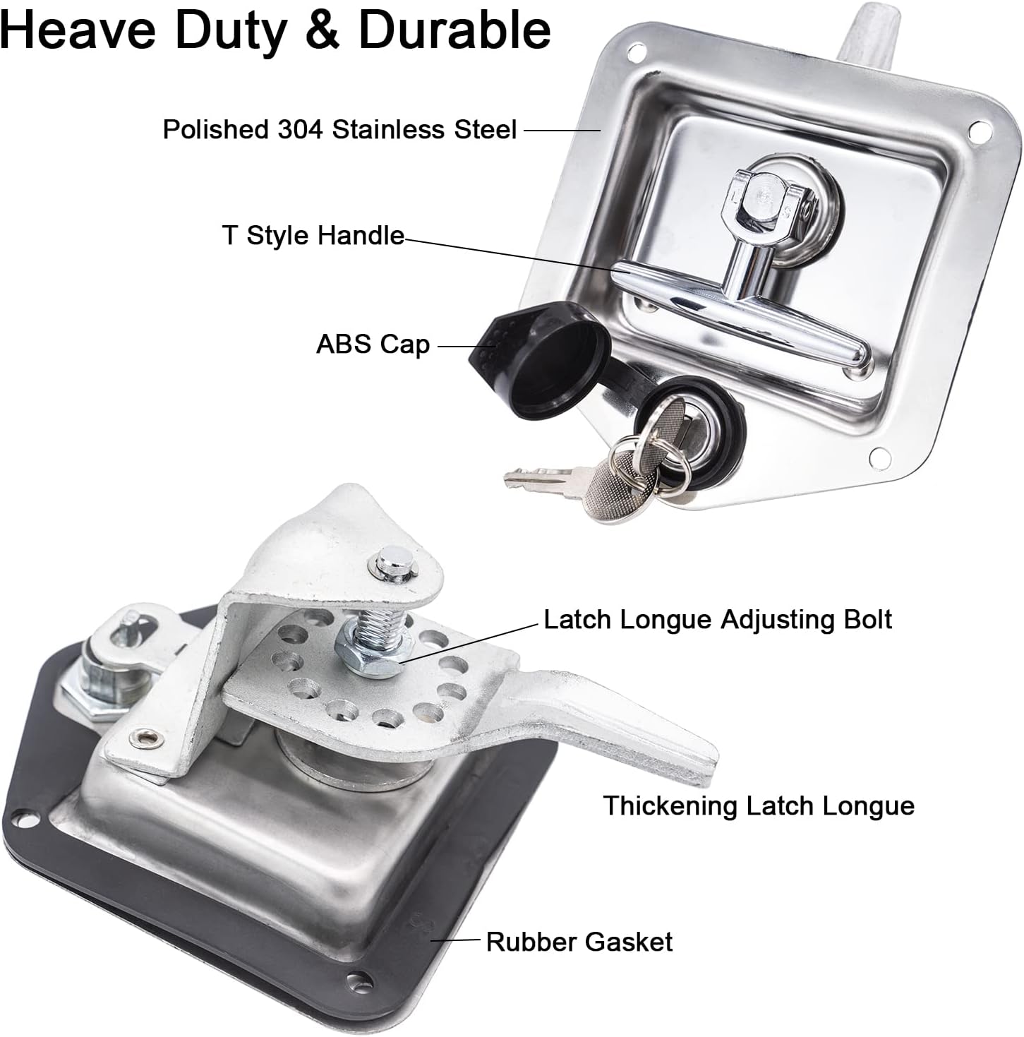 4 Pack Stainless-Steel T Handle Lock with Gasket and Keys U3956