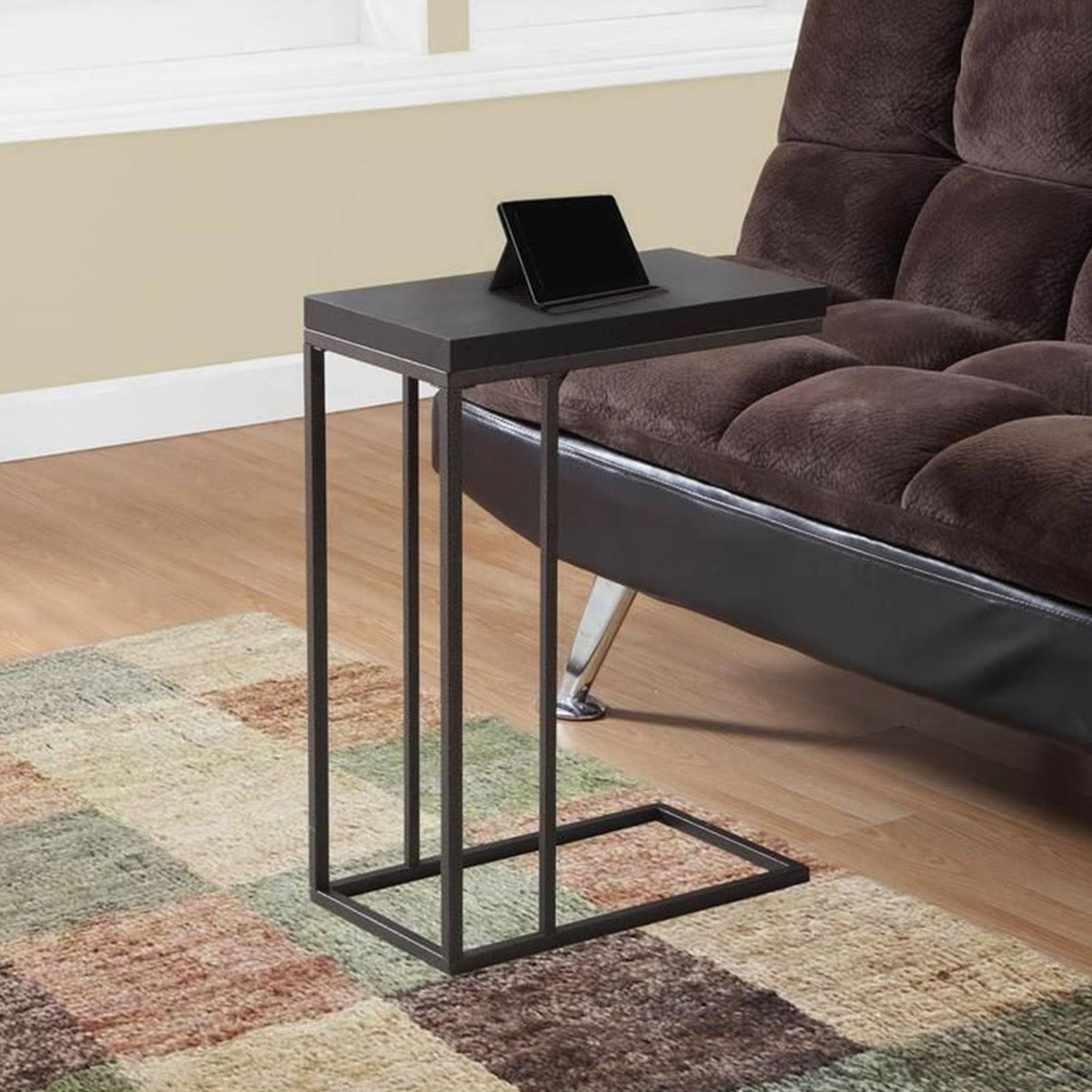 Cappuccino Particle Board Metal Accent Table R23274