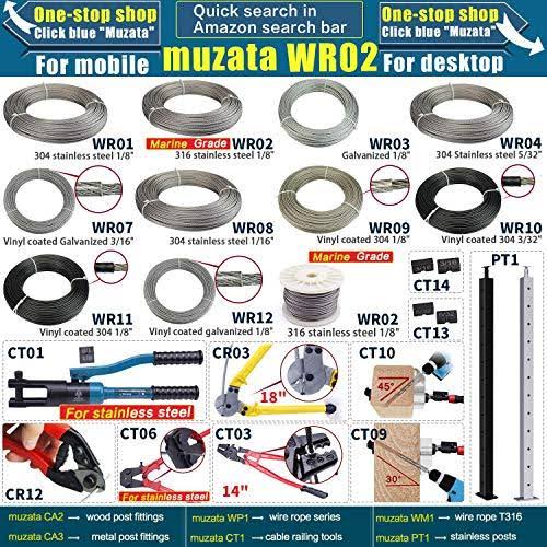 Stainless Steel Cable 1/8 inch T316 Marine Grade Wire Rope 7x7 Strands J54208