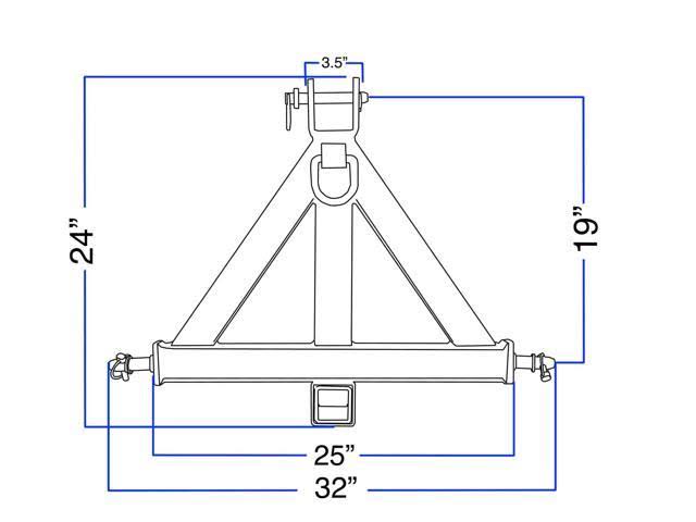3 Point 2x22 Receiver Trailer Hitch Tow Drawbar T19368