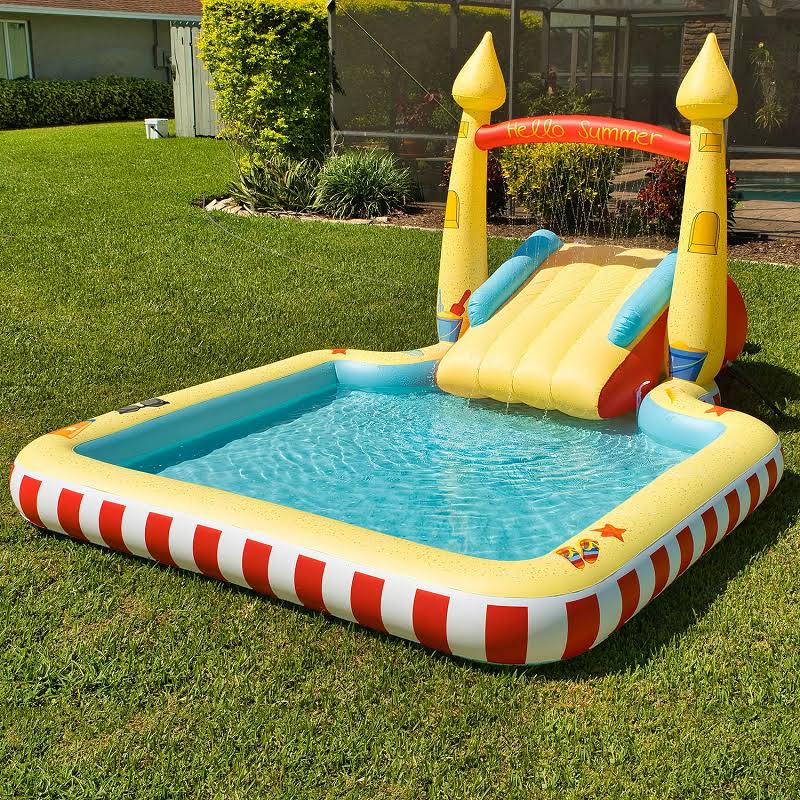Inflatable Pool with Sprinkler Arch Over 5 ft Tall F76110