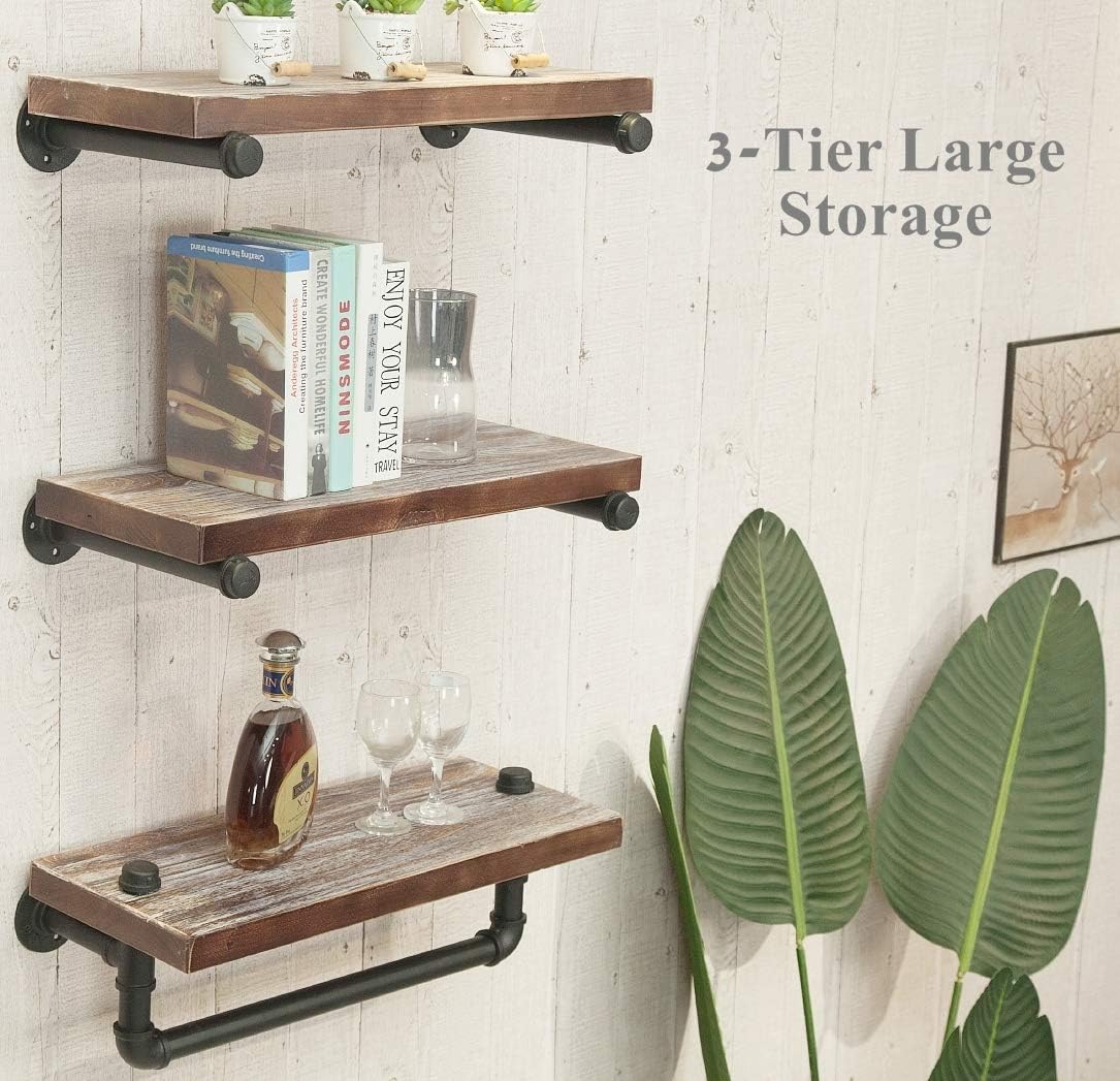 Industrial Retro Wall Mounted Iron Water Pipe Shelf X611846